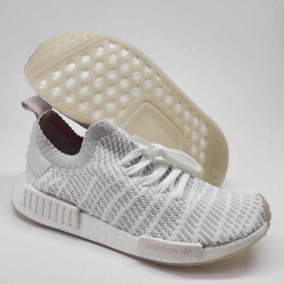 NMD R1 STLT Primeknit White Grey Sneakers